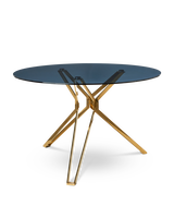 Table round gold & glass, Gold, small