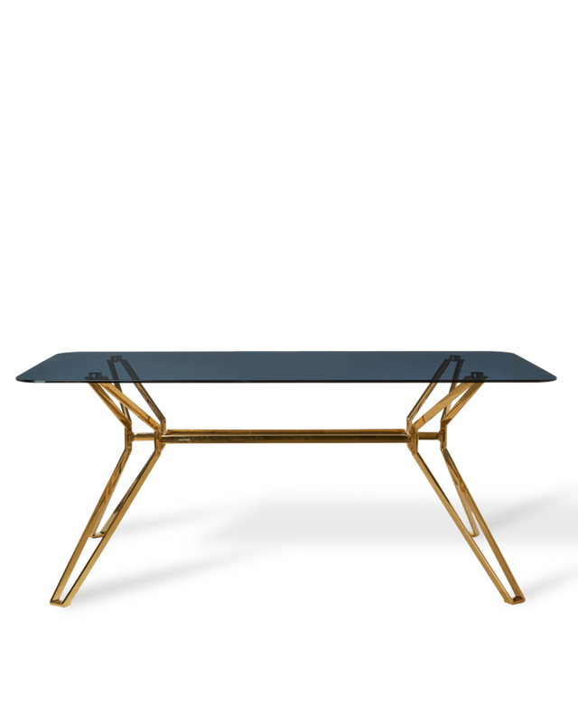 Table rectangular gold & glass, Gold, large