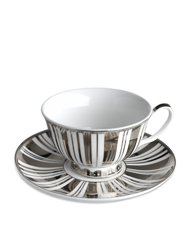Tea set stripes gold + silver set 4, Multi-colour, large
