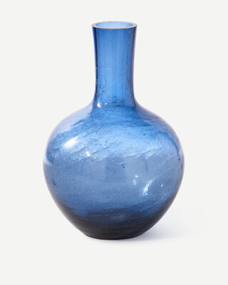Crackled Glass Ball Body Vase - L
