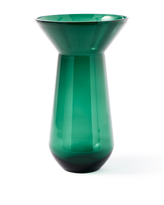 vase long neck green, Dark green, medium