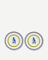 plates bird patterned orange set 2, Dark green, small