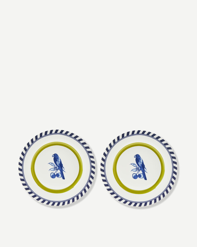 plates bird patterned orange set 2, Dark green, pdp