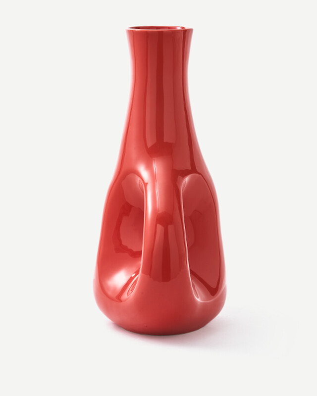 vase three ears yellow L / H50,5 cm, Coral red, pdp