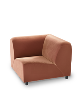 sofa a-round-u corner velvet brown, Dark brown, small