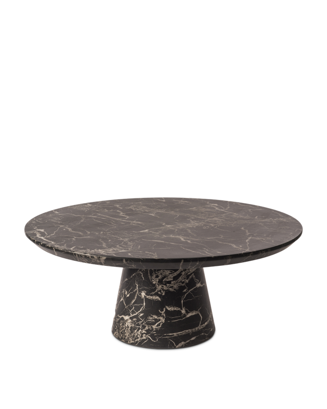 Coffee table disc marble look white, Black, large