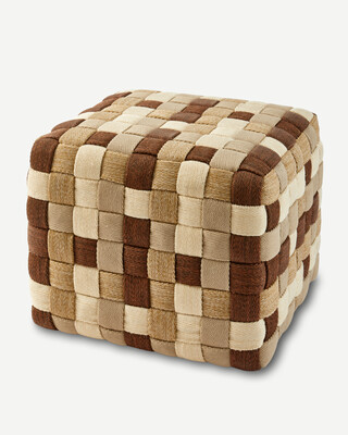 pouf braided outdoor blue M, Beige, medium