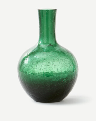 Crackled Glass Ball Body Vase - S