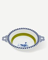 bowl bird patterned orange, Dark green, small