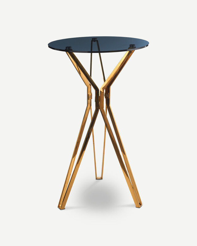Bar table gold & glass, Gold, pdp