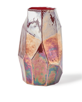 Vase graphic luster white L, Coral red, small