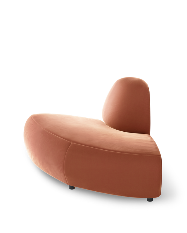 sofa a-round-u end corner velvet brown, Dark brown, large
