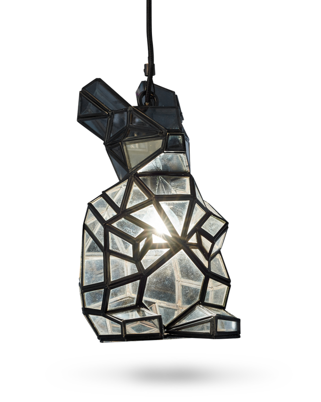 Lamp Bunny faceted, Black, large