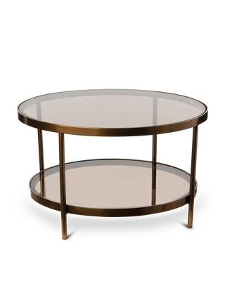 Coffee Table Double Amber Glass Round