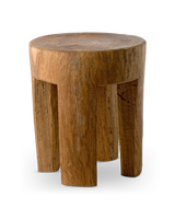 Stool round 4 square legs, Cognac, small