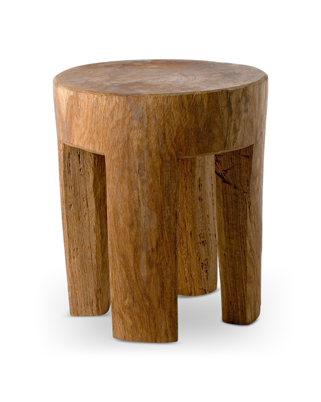 Stool round 4 square legs, Cognac, large