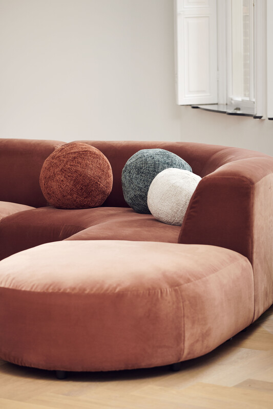 sofa a-round-u hocker velvet brown right, Dark brown, pdp