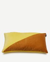 Cushion velvet dark blue/gold 40x60, Yellow, small