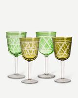 Wine glass Tie up set 4, Olive green, small