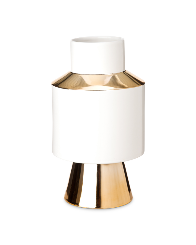Vase Object white & gold S, Gold, large