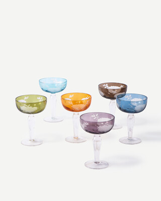 Multicolour Peony Coupe Champagneglazen