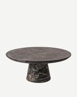 Coffee table disc marble look white, Black, small
