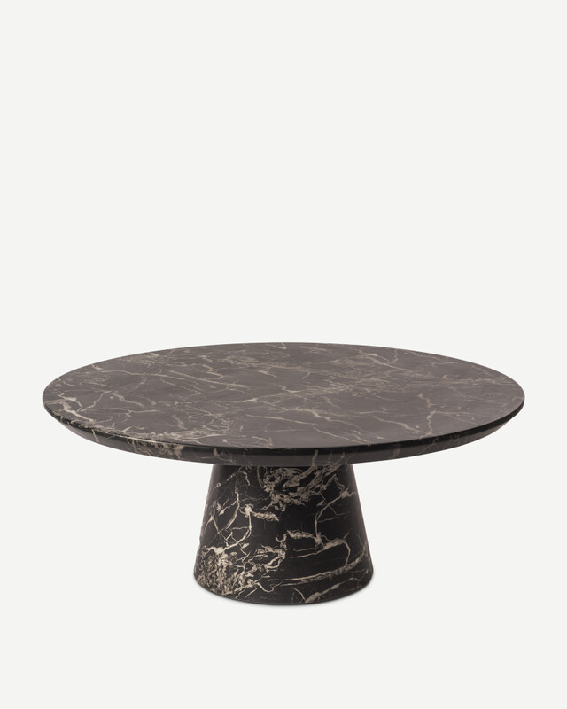 Coffee table disc marble look white, Black, pdp