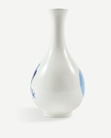 vase small bird orange, Dark blue, small