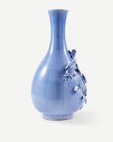 vase 3D birds orange, light blue, small