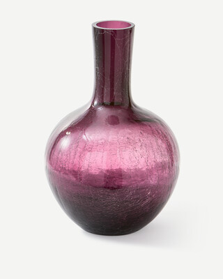 Crackled Glass Ball Body Vase - L